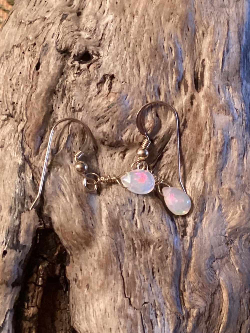 Gold Ethiopian Opal TearDrop Earrings